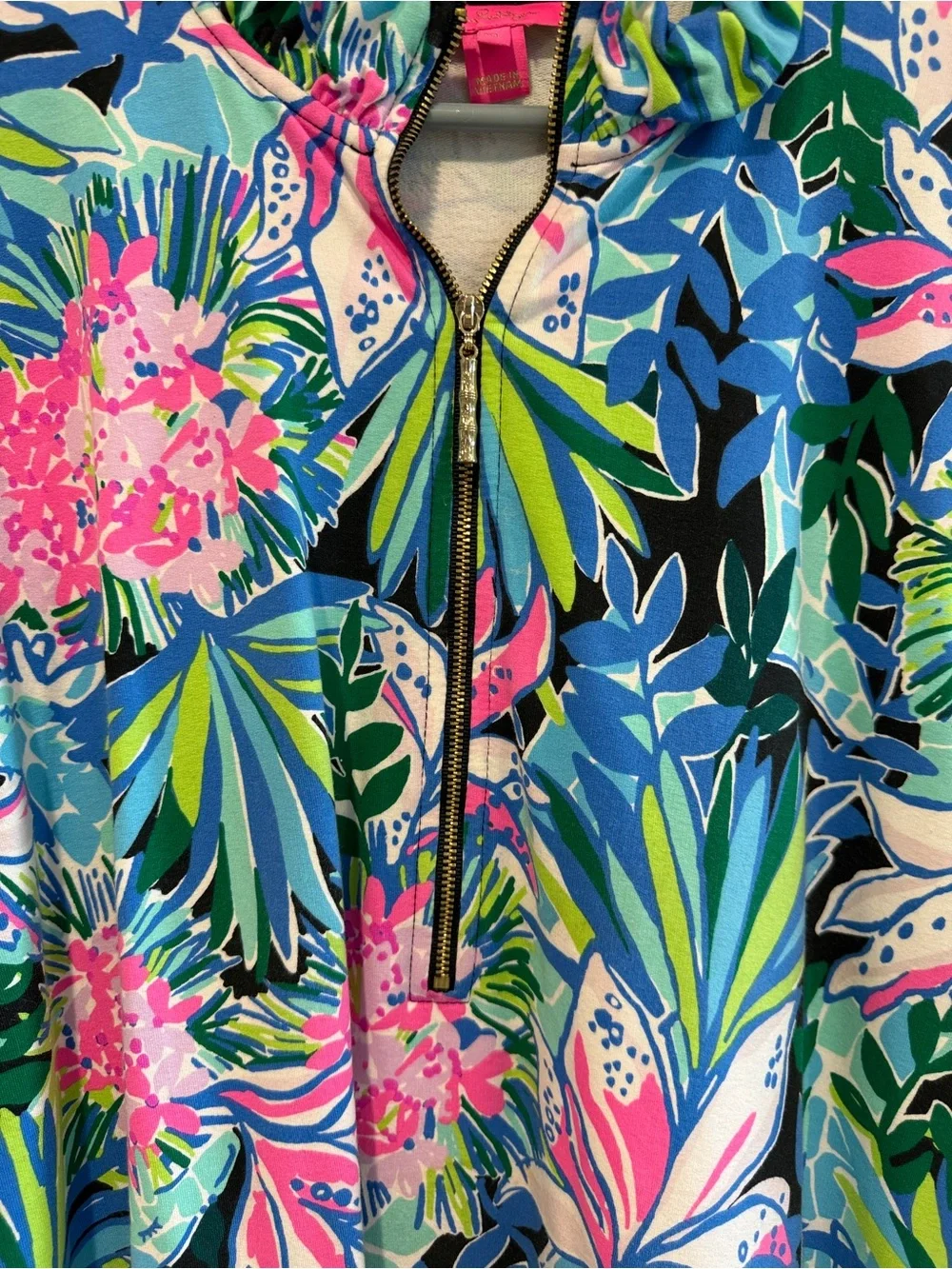Lilly Pulitzer Tropical skipper Popover Dress Soft Beautiful XL like New - Picture 7 of 13